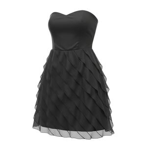 White House Black Market Black Strapless Tiered Cocktail Dress Size 0 Ruffles